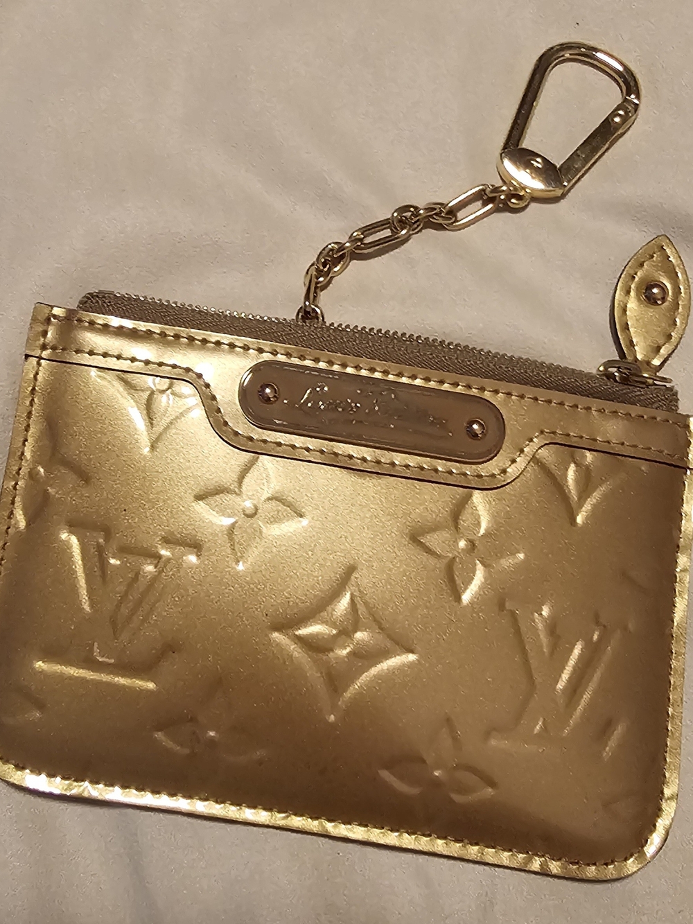 LV Gold Vernis Embossed Monogram Key Pouch